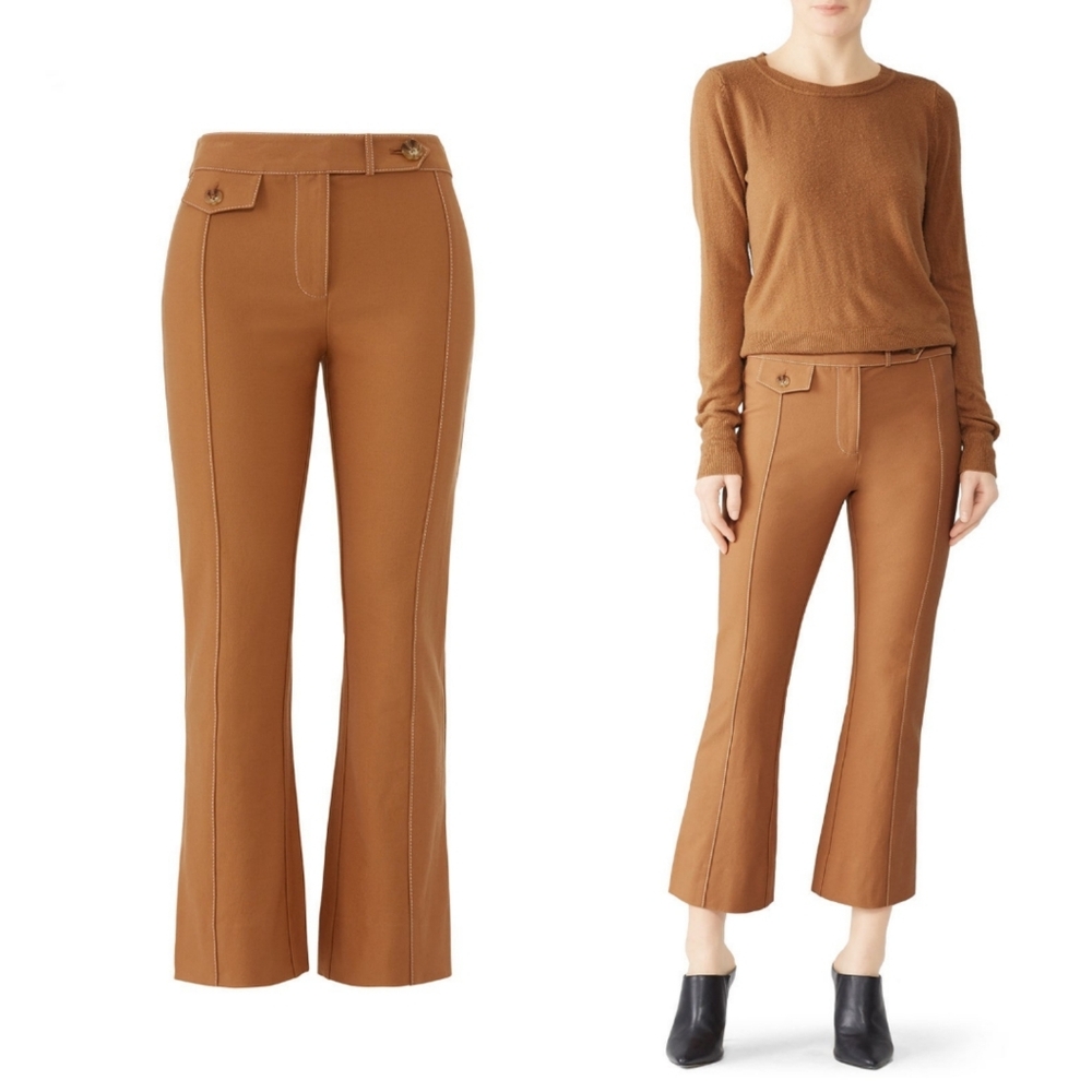 10 Crosby Derek Lam Camel Brown Cropped Flare Pants